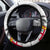 Fiji England Rugby Steering Wheel Cover Tapa Pattern and Rose Flower World Cup 2023