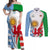 Wales Argentina Rugby Couples Matching Off Shoulder Maxi Dress and Long Sleeve Button Shirts The Welsh Dragon and Sol De Mayo World Cup 2023 LT9 - Wonder Print Shop