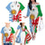 Wales Argentina Rugby Family Matching Off Shoulder Long Sleeve Dress and Hawaiian Shirt The Welsh Dragon and Sol De Mayo World Cup 2023 - Wonder Print Shop