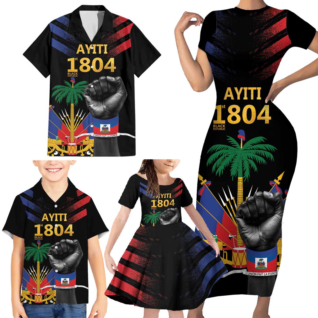 Haiti Independence Day Family Matching Short Sleeve Bodycon Dress and Hawaiian Shirt The First Black Republic Since 1804 - Wonder Print Shop