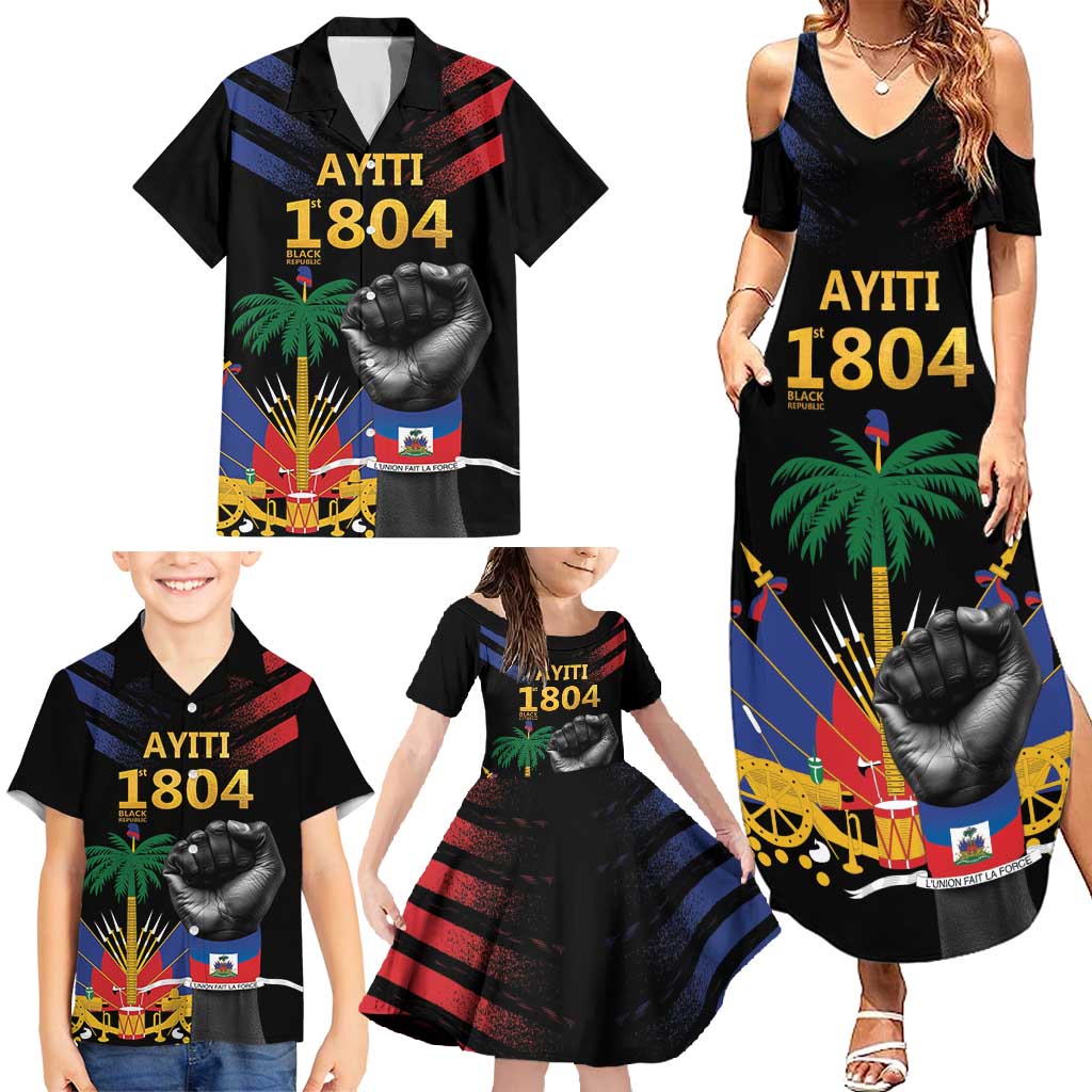 Haiti Independence Day Family Matching Summer Maxi Dress and Hawaiian Shirt The First Black Republic Since 1804 - Wonder Print Shop