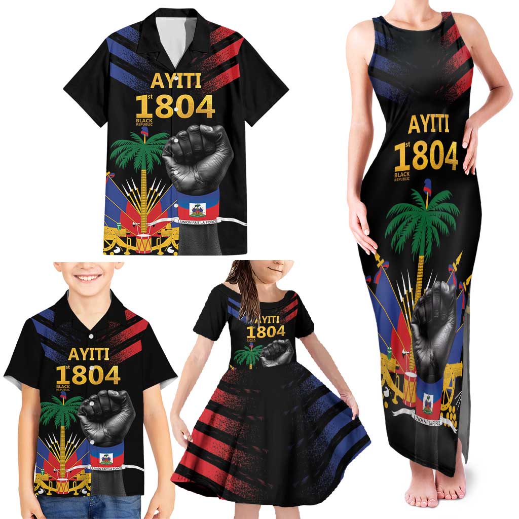 Haiti Independence Day Family Matching Tank Maxi Dress and Hawaiian Shirt The First Black Republic Since 1804 - Wonder Print Shop