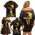 Haitian Negre Marron 1804 Family Matching Off Shoulder Short Dress and Hawaiian Shirt Gold Polynesian Pattern LT9 - Wonder Print Shop