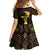 Haitian Negre Marron 1804 Family Matching Short Sleeve Bodycon Dress and Hawaiian Shirt Gold Polynesian Pattern - Wonder Print Shop