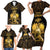 Haitian Negre Marron 1804 Family Matching Short Sleeve Bodycon Dress and Hawaiian Shirt Gold Polynesian Pattern - Wonder Print Shop