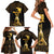 Haitian Negre Marron 1804 Family Matching Short Sleeve Bodycon Dress and Hawaiian Shirt Gold Polynesian Pattern - Wonder Print Shop