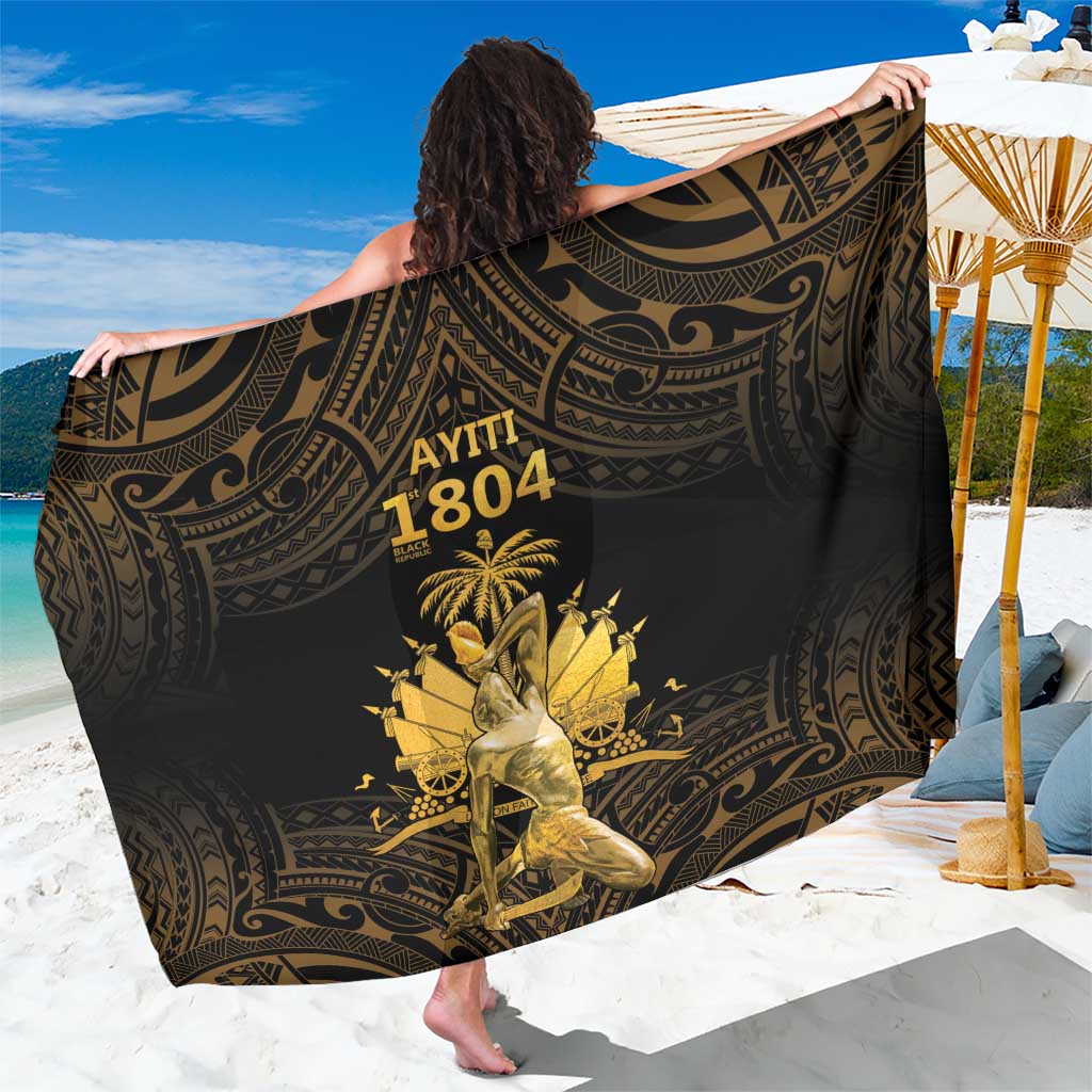 Haitian Negre Marron 1804 Sarong Gold Polynesian Pattern