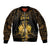 Haitian Negre Marron 1804 Sleeve Zip Bomber Jacket Gold Polynesian Pattern - Wonder Print Shop