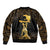 Haitian Negre Marron 1804 Sleeve Zip Bomber Jacket Gold Polynesian Pattern - Wonder Print Shop