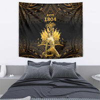 Gold Ayiti 1804 tapestry wall hanging with crowned figure and ornate border pattern
