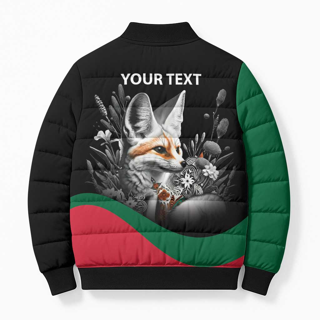 Personalized Algeria Bomber Puffer Jacket Algerian Flag With a Fennec Fox - Wonder Print Shop