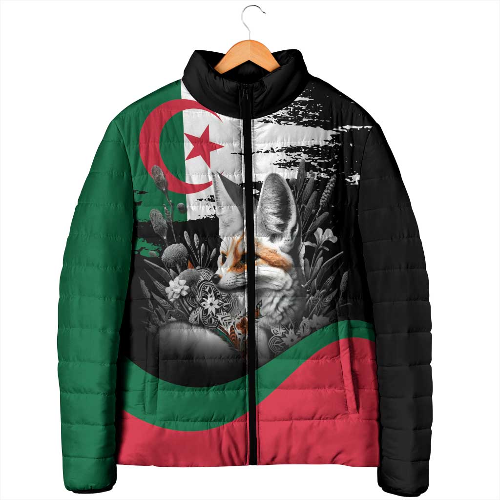 Personalized Algeria Padded Jacket Algerian Flag With a Fennec Fox - Wonder Print Shop