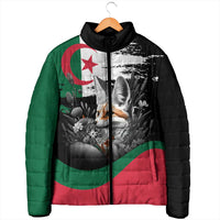 Personalized Algeria Padded Jacket Algerian Flag With a Fennec Fox - Wonder Print Shop