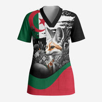 Personalized Algeria Scrub Top Algerian Flag With a Fennec Fox - Wonder Print Shop