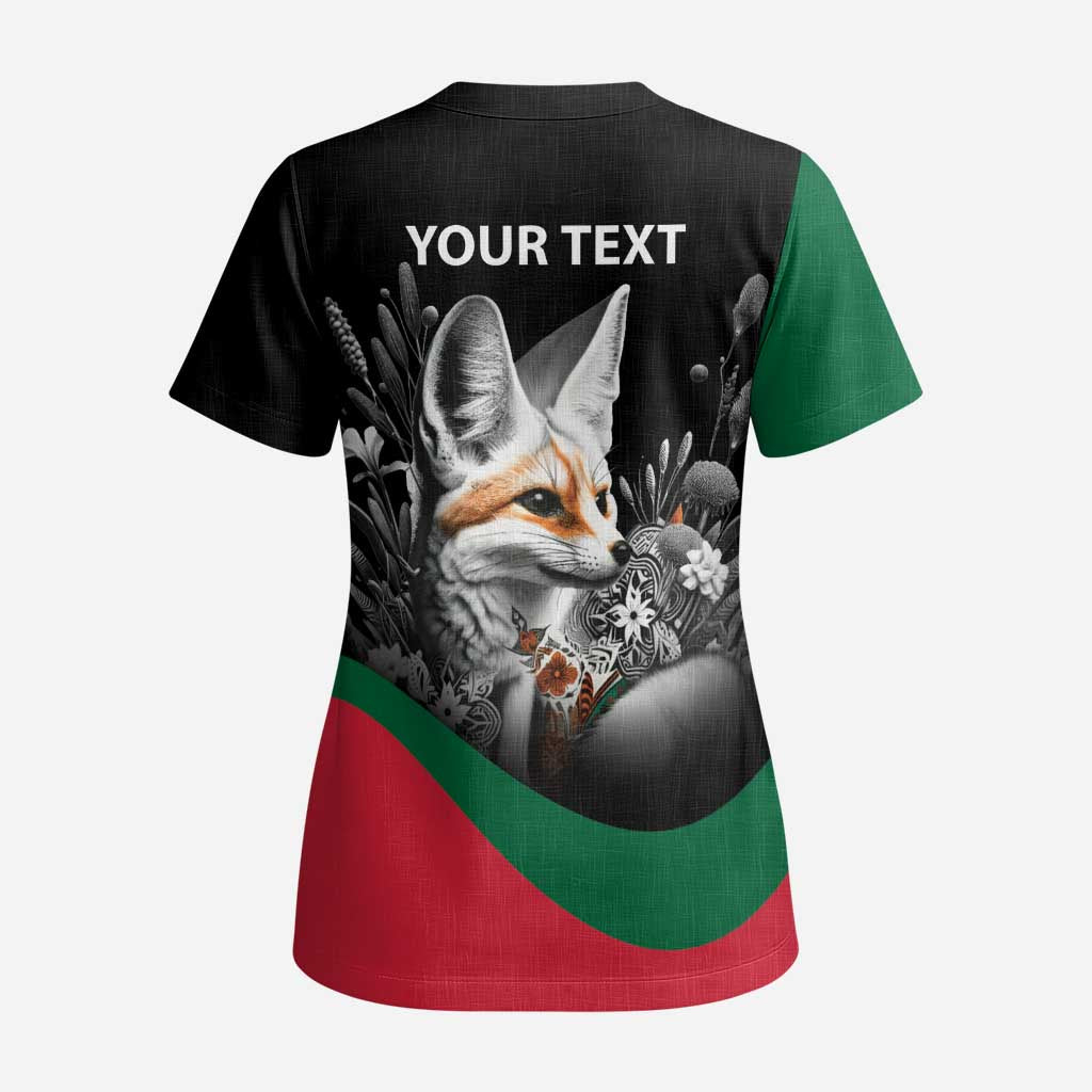 Personalized Algeria Scrub Top Algerian Flag With a Fennec Fox - Wonder Print Shop