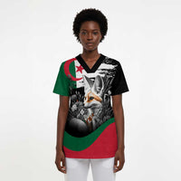 Personalized Algeria Scrub Top Algerian Flag With a Fennec Fox - Wonder Print Shop