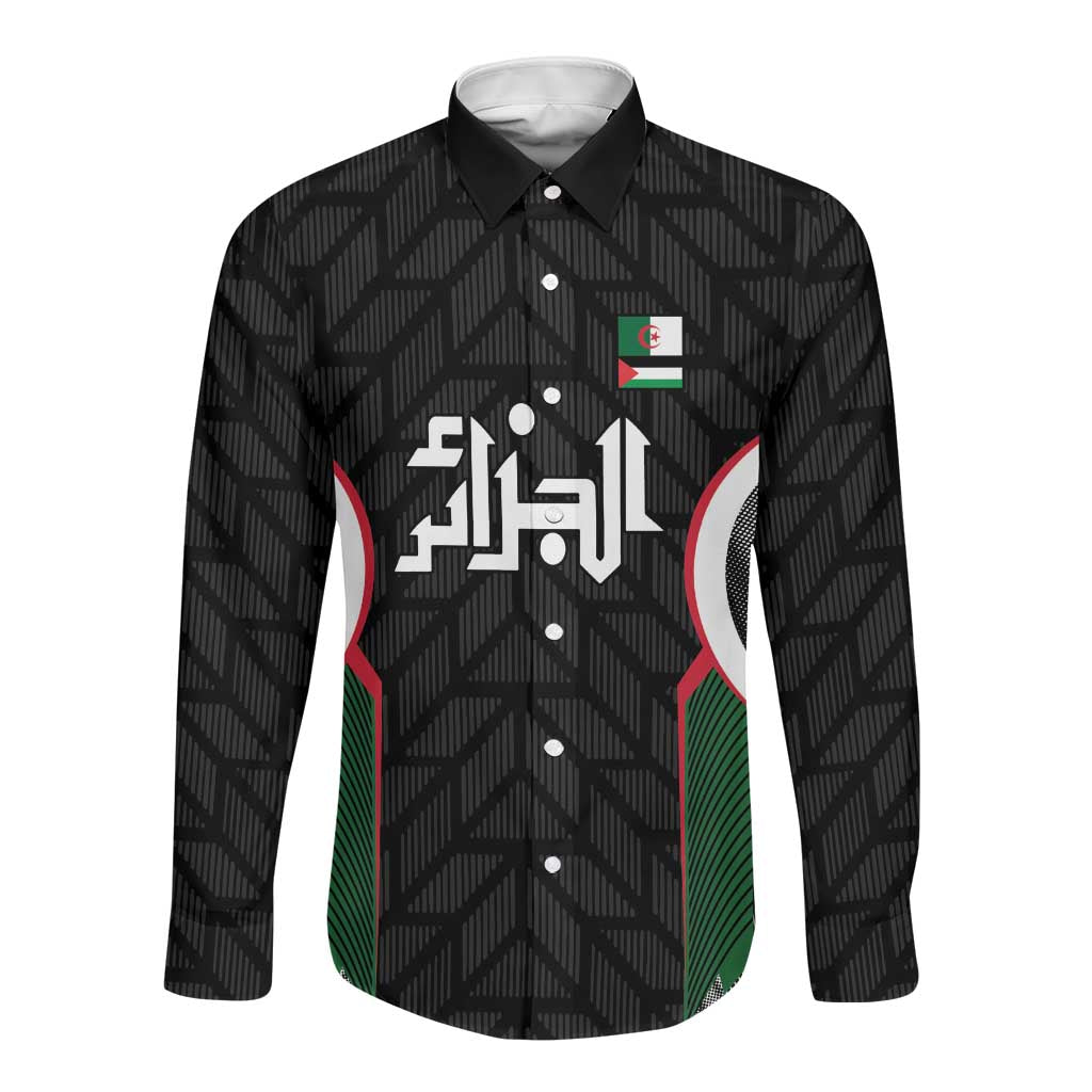 Custom Football Algeria Palestine Long Sleeve Button Shirt Special Edition 2023-2024 - Wonder Print Shop