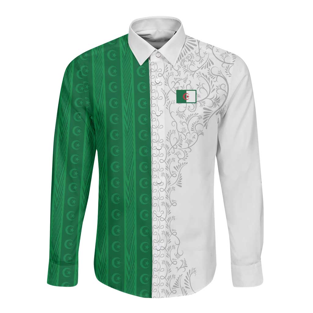 World Football 2026 Algeria Custom Long Sleeve Button Shirt Algeria Culture Heritage - Wonder Print Shop