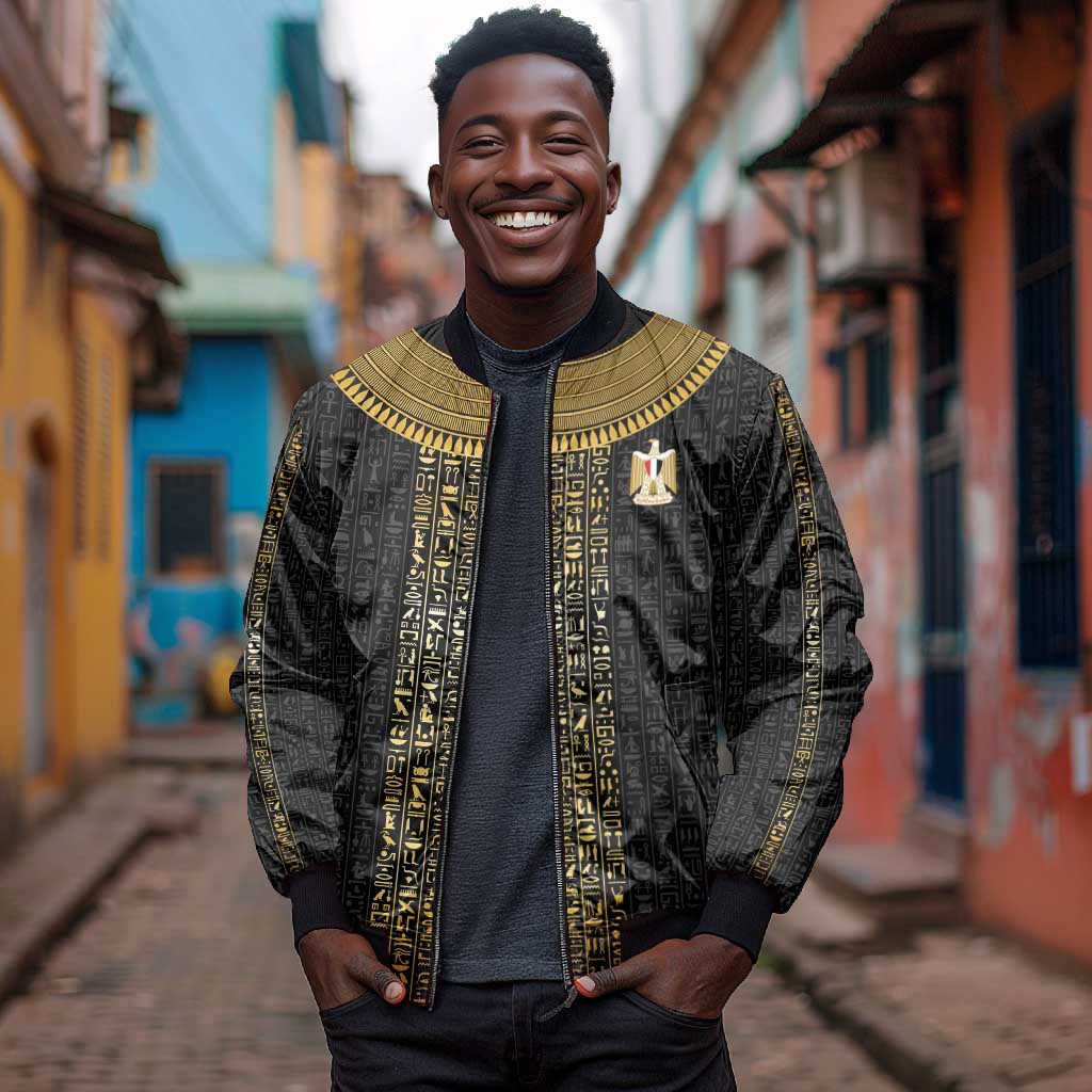 World Football 2026 Egypt Custom Bomber Jacket Ancient Egyptian Hieroglyphs - Wonder Print Shop