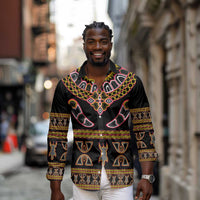 Bamenda Toghu Long Sleeve Button Shirt Traditional Attire Pattern