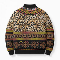 Cameroon Cheetah Toghu Pattern Bomber Puffer Jacket