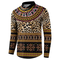 Cameroon Cheetah Toghu Pattern Button Sweatshirt