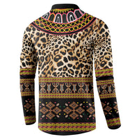 Cameroon Cheetah Toghu Pattern Button Sweatshirt