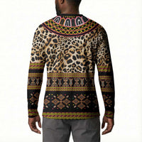 Cameroon Cheetah Toghu Pattern Button Sweatshirt