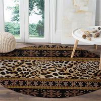 Cameroon Cheetah Toghu Pattern Round Carpet