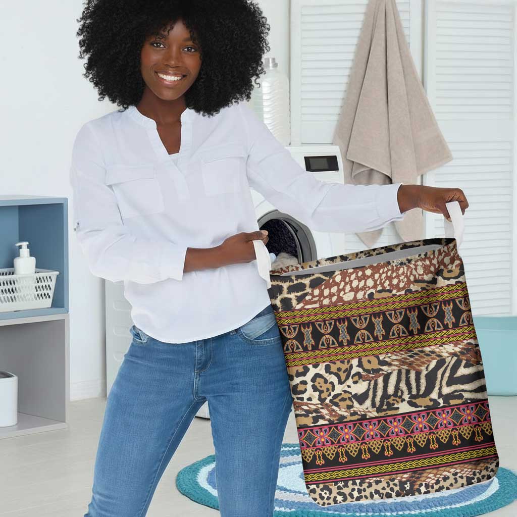 Cameroon Toghu Laundry Basket Wild Animal Skins Seamless Pattern