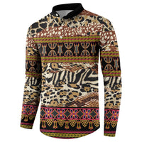 Cameroon Toghu Button Sweatshirt Wild Animal Skins Seamless Pattern