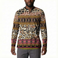 Cameroon Toghu Button Sweatshirt Wild Animal Skins Seamless Pattern