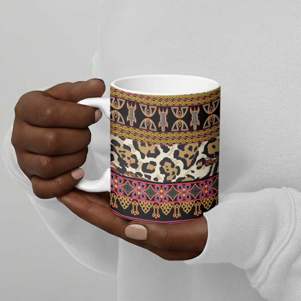 Cameroon Toghu Ceramic Mug Wild Animal Skins Seamless Pattern