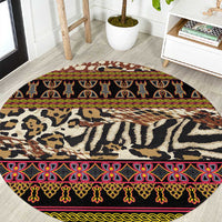 Cameroon Toghu Round Carpet Wild Animal Skins Seamless Pattern