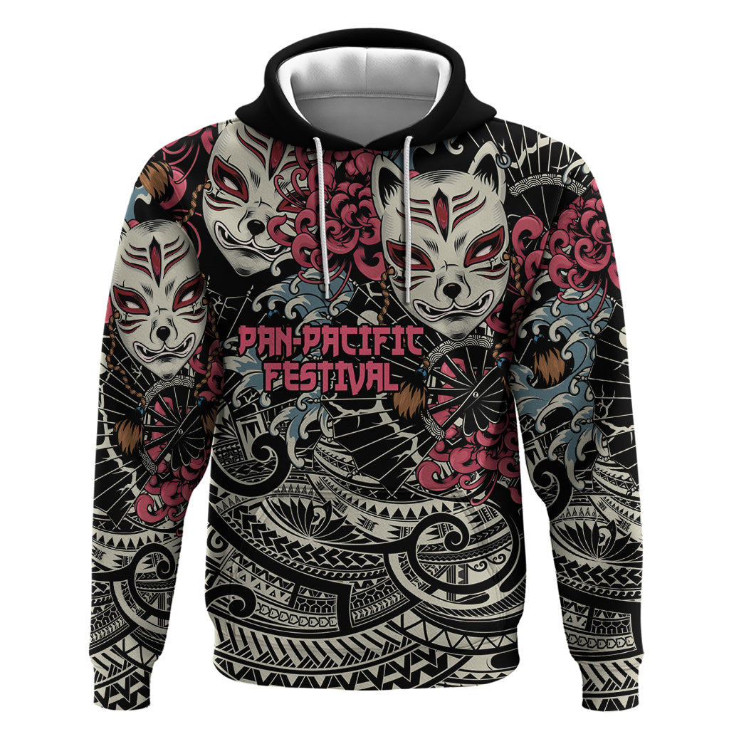 Personalized Japanese Kitsune Mask Hoodie With Polynesian Arty Style - Wonder Print Shop