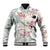 Personalized Japanese Shirasagi Bird Baseball Jacket Sakura and Hibiscus Polynesian Pattern LT9 - Wonder Print Shop