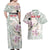 Personalized Japanese Shirasagi Bird Couples Matching Off Shoulder Maxi Dress and Hawaiian Shirt Sakura and Hibiscus Polynesian Pattern LT9 - Wonder Print Shop