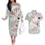 Personalized Japanese Shirasagi Bird Couples Matching Off The Shoulder Long Sleeve Dress and Hawaiian Shirt Sakura and Hibiscus Polynesian Pattern LT9 - Wonder Print Shop