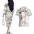 Personalized Japanese Shirasagi Bird Couples Matching Off The Shoulder Long Sleeve Dress and Hawaiian Shirt Sakura and Hibiscus Polynesian Pattern LT9 - Wonder Print Shop