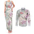 Personalized Japanese Shirasagi Bird Couples Matching Tank Maxi Dress and Long Sleeve Button Shirt Sakura and Hibiscus Polynesian Pattern LT9 - Wonder Print Shop