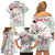 Personalized Japanese Shirasagi Bird Family Matching Off Shoulder Short Dress and Hawaiian Shirt Sakura and Hibiscus Polynesian Pattern LT9 - Wonder Print Shop