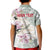 Personalized Japanese Shirasagi Bird Kid Polo Shirt Sakura and Hibiscus Polynesian Pattern - Wonder Print Shop