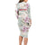 Personalized Japanese Shirasagi Bird Long Sleeve Bodycon Dress Sakura and Hibiscus Polynesian Pattern - Wonder Print Shop