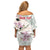 Personalized Japanese Shirasagi Bird Off Shoulder Short Dress Sakura and Hibiscus Polynesian Pattern - Wonder Print Shop