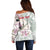 Personalized Japanese Shirasagi Bird Off Shoulder Sweater Sakura and Hibiscus Polynesian Pattern - Wonder Print Shop