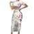 Personalized Japanese Shirasagi Bird Short Sleeve Bodycon Dress Sakura and Hibiscus Polynesian Pattern - Wonder Print Shop