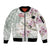 Personalized Japanese Shirasagi Bird Sleeve Zip Bomber Jacket Sakura and Hibiscus Polynesian Pattern - Wonder Print Shop