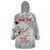 Personalized Japanese Shirasagi Bird Wearable Blanket Hoodie Sakura and Hibiscus Polynesian Pattern - Wonder Print Shop