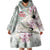 Personalized Japanese Shirasagi Bird Wearable Blanket Hoodie Sakura and Hibiscus Polynesian Pattern - Wonder Print Shop