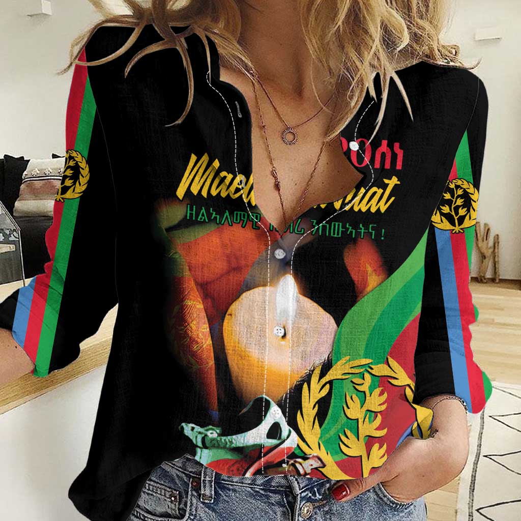 Personalized Eritrea Maelti Siwuat Women Casual Shirt Shida Shoes Glory To Our Martyrs Eritrea - Wonder Print Shop